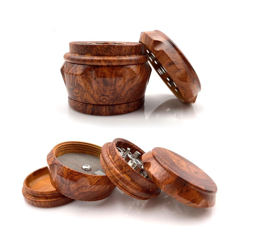 Grinder dunkles Holz 40mm 4-teilig - No Name - CBD Discounter