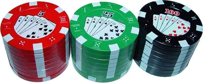 Poker Grinder rot, grün schwarz 3-teilig - Poker Chip - CBD Discounter
